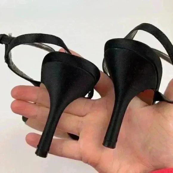 Nina womens heels size 6.5 36.5 black satin formal - Picture 6 of 8